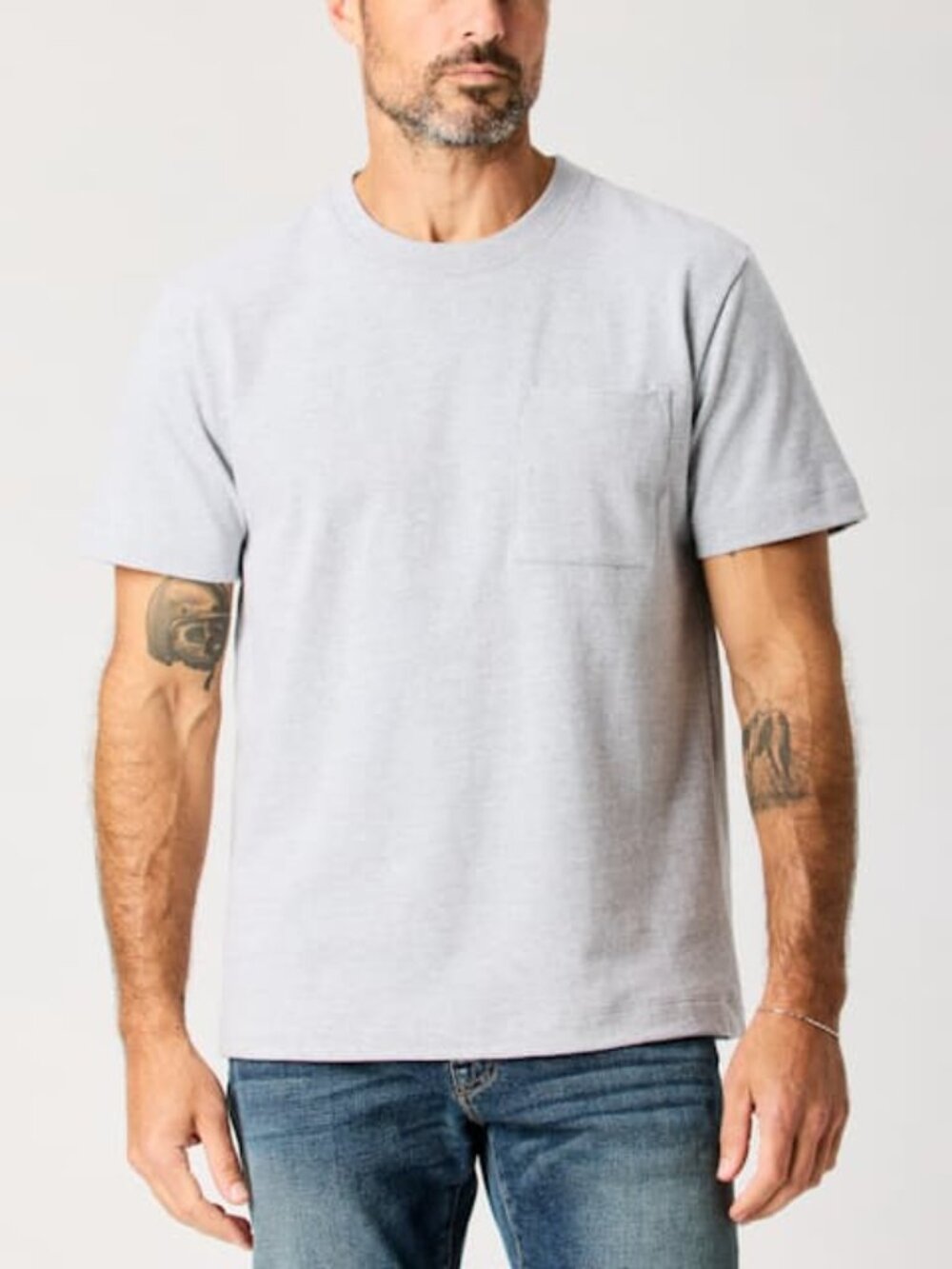 Flint and Tinder American Heavyweight Pocket T-Shirt in Heather Grey Size Small